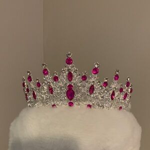 Elegant Silver and Pink Gemstone Tiara